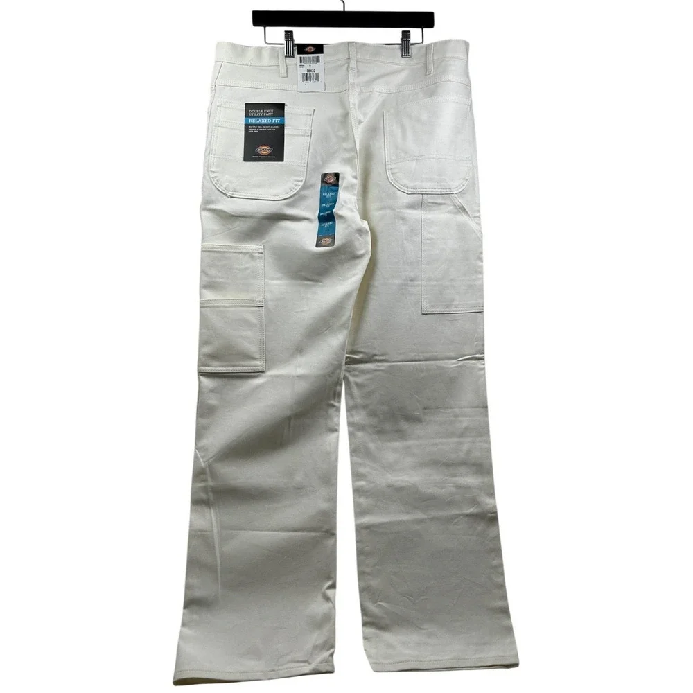 Dickies Pants Mens Double Knee Utility‎ Carpenter 38 x 32 White Loop-Free NWT